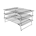3 Layer Foldable Cake Cooling Rack Set with Nonstick Coating, Grid Baking Tray for Cakes Pastries Bread Meat, 3-Pack, 15.7 x 9.8 Inch