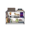 3 Layers Bookshelf, Bookcase Shelf Storage Organizer, Modern Book Shelf for Bedroom, Living Room and Home Office, Vintage(Blue &amp; White, Metal)