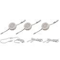 3 LED Puck Light Kit - White Cover with Warm White Light (3,000k) - Under Cabinet and Furniture - 120v/110v - Dimmable - Line-Voltage (No Transformer Needed) (Warm White Light/White Cover 3 Pack)