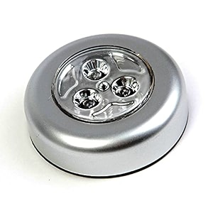 whiteley 3- led push plastic touch lamp mini round emergency light with stick for home car - silver