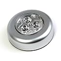 Whiteley 3- Led Push Plastic Touch Lamp Mini Round Emergency Light With Stick For Home Car - Silver