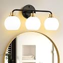 3 Light Bathroom Vanity Light, Black and Gold Bathroom Light Fixtures