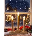 3 Light Christmas Window Candles, Electric Window Candles with 4 C7 Light Bulbs, Plug in Electric Candle for Christmas Party Home Decorating Restaurant Table Décor, Ivory -1 Pack