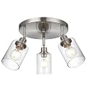 3 Light Contemporary Track Lighting Kit Brushed Nickel Round Ceiling Spot Lighting with Adjustable Light Heads, Modern Kitchen Track Light Fixtures for Kitchen Living Room Bedroom