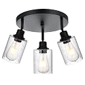 3 Light Modern Track Lighting with Flexibly Rotatable Light Head, Black Track Lighting Fixtures Ceiling Industrial Kitchen Round Ceiling Spotlight for Home Dorm Dining Room Hallway Closet