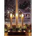 3 Pack Christmas Window Candles Operated with Timer,Bronze Base
