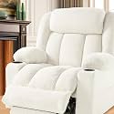 3 Motor Large-Wide Lift Chair, Infinite Position, 180° Lay Flat, Power Lift Chairs Recliners for Elderly Big and Tall, Massage &amp; Heat, Extended Footrest, Soft Plush Flannel (Cream White)