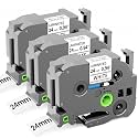 3-Pack 24mm 0.94 Laminated White Tape Replace for Brother Label Maker Tape
