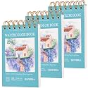 3-Pack 3.5"×5.5" Watercolor Paper Pad, 30 Sheets 140lb/300gsm Art Supplies for Adults Mixed Media Drawing, Premium Watercolor Sketchbook for Paint, Watercolor Pencils, Markers, Charcoal, Oil Pastels