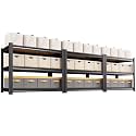 3-Pack 3 Tier Storage Shelves,Garage Shelving,Adjustable Heavy Duty Metal Shelving Units and Storage Large Rack,Utility Shelf for Shop Warehouse Industrial Pantry Organizers 33"x35"x16"