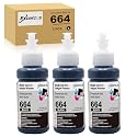 3 Pack 70ml Compatible Ink Bottle Replacement for Epson 774 664 T774 T664 Work with ET-2650 ET-16500 ET-4500 ET-2550 ET-3600 ET-2600 ET-4550 (3Black)