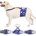 3 Pack Avont Dog Belly Bands Diapers Male with 1 Detachable Suspender, Reusable Washable Boy Doggie Pee Wraps with Harness, Separable Shoulder Strap Escape Proof &amp; Non-Slip -Space Theme XS