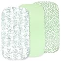 Organic Bedside Sleeper Bassinet Sheets 3 Pack, 33x20 Fitted for Boys &amp; Girls, Snuggly Soft 100% Jersey Cotton, Compatible with Baby Delight Beside Me Dreamer, Maxi-Cosi, Chicco Next2Me