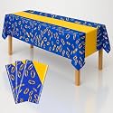 3-Pack Blue &amp; Gold Ring Print Plastic Tablecloths - 108"x54"