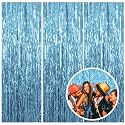3 Pack Blue Backdrop Party Streamers Ocean Themed Decor Birthday Party Decorations Foil Fringe Backdrop Curtain Graduation Baby Shower Bachelorette Winter Holiday Party Decorations Supplies