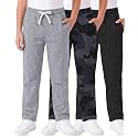 3 Pack Boys' Fleece Sweatpants Open Bottom Athletic Pockets Kids Teen