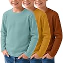3 Pack Boys Waffle Shirts Kid Long Sleeve Warm Tops