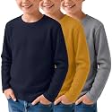 3 Pack Boys Waffle Shirts Kid Long Sleeve Warm Tops