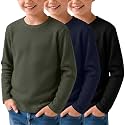 3 Pack Boys Waffle Shirts Kid Long Sleeve Warm Tops