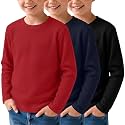 3 Pack Boys Waffle Shirts Kid Long Sleeve Warm Tops