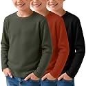 3 Pack Boys Waffle Shirts Kid Long Sleeve Warm Tops