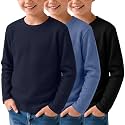 3 Pack Boys Waffle Shirts Kid Long Sleeve Warm Tops