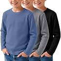 3 Pack Boys Waffle Shirts Kid Long Sleeve Warm Tops