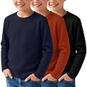 3 Pack Boys Waffle Shirts Kid Long Sleeve Warm Tops