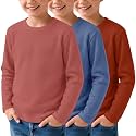 3 Pack Boys Waffle Shirts Kid Long Sleeve Warm Tops