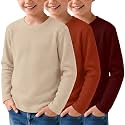 3 Pack Boys Waffle Shirts Kid Long Sleeve Warm Tops