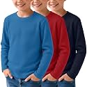 3 Pack Boys Waffle Shirts Kid Long Sleeve Warm Tops