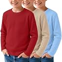 3 Pack Boys Waffle Shirts Kid Long Sleeve Warm Tops