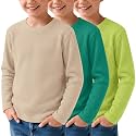 3 Pack Boys Waffle Shirts Kid Long Sleeve Warm Tops