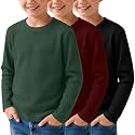3 Pack Boys Waffle Shirts Kid Long Sleeve Warm Tops