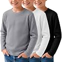 3 Pack Boys Waffle Shirts Kid Long Sleeve Warm Tops