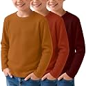 3 Pack Boys Waffle Shirts Kid Long Sleeve Warm Tops