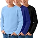 3 Pack Boys Waffle Shirts Kid Long Sleeve Warm Tops