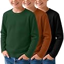 3 Pack Boys Waffle Shirts Kid Long Sleeve Warm Tops