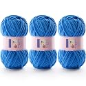 Chunky Chenille Yarn for Crocheting, #6 Blue Baby Blanket Yarn for Crochet