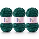 Chunky Chenille Yarn for Crocheting, #6 Green Baby Blanket Yarn for Crochet