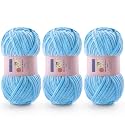 Chunky Chenille Yarn for Crocheting, #6 Blue Baby Blanket Yarn for Crochet