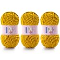 Chunky Chenille Yarn for Crocheting #6 Yellow Baby Blanket Yarn for Crochet