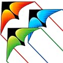 3 Pack Delta Kite Set for Kids & Adults Easy to Fly, Large Beach Kite Kit