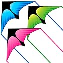 3 Pack Delta Kite Set for Kids &amp; Adults Easy to Fly, Large Beach Kite Kit