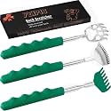 Yeipis 3 Pack Different Back Scratcher Metal Portable Telescoping Back scratchers with Rubber Handles, Extendable Back Massager Tool with Beautiful Box Great Stocking Stuffers（Green）