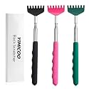 YIMICOO 3 Pack Extendable Back Scratcher, Stainless Steel Portable Telescoping Back Scratchers for Adults Men Women, with Rubber Handles