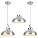 3 Pack Farmhouse Dome Pendant Lights for Kitchen Brushed Nickel