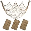 3 Pack Fish Net Decorations, 80x40 Inch Brown Decorative Fishing Nets Decor