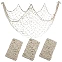 3 Pack Fish Net Decorations, 80x40 Inch Beige Fishing Nets Decor for Party