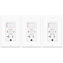 3 Pack GFCI Outlet with Light Switch - 20 Amp Tamper-Resistant Self-Test GFI Switch Combo, LED Indicator, Ground Fault Circuit Interrupter, ETL Listed, White